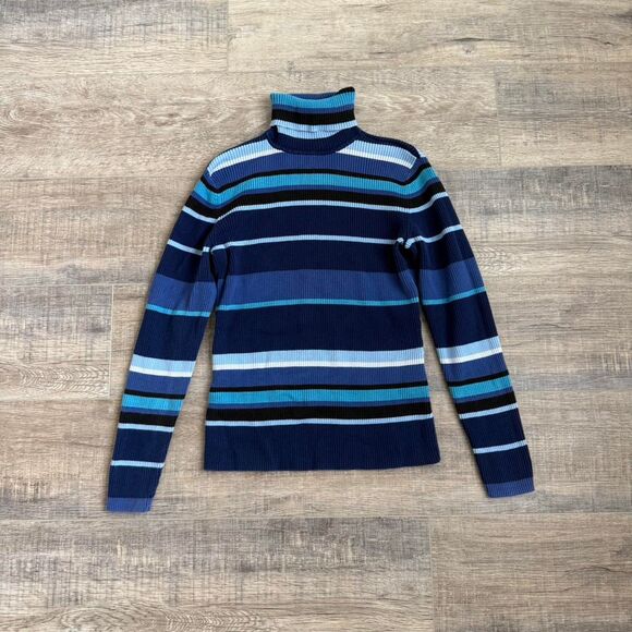 Blue striped turtleneck sweater Size XS - Picture 3 of 4